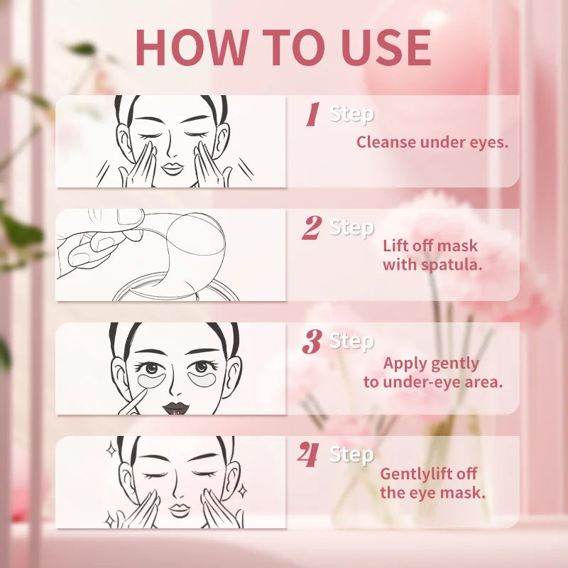 PDRN & Collagen Under-Eye Patches | Slip-Resistant Pink Mask for Dark Circles, Fine Lines, and Puffiness