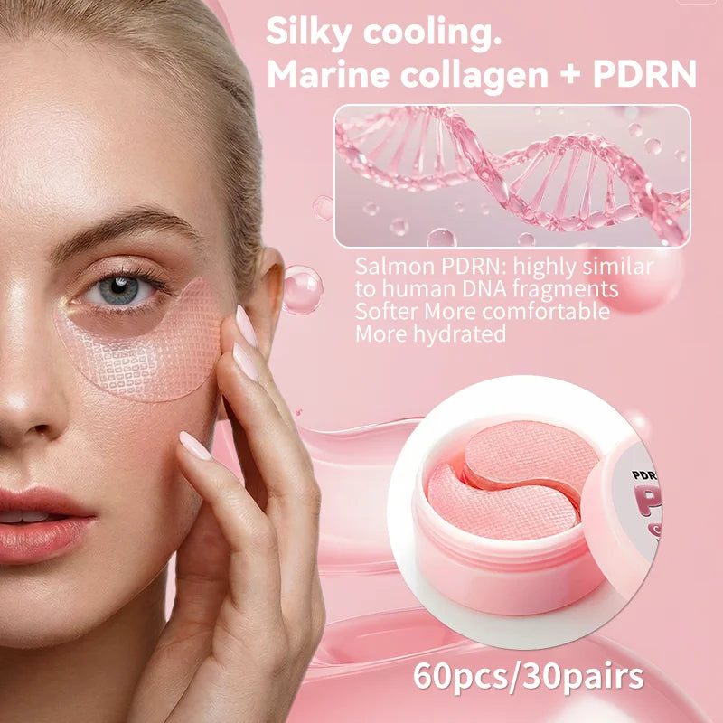 PDRN & Collagen Under-Eye Patches | Slip-Resistant Pink Mask for Dark Circles, Fine Lines, and Puffiness